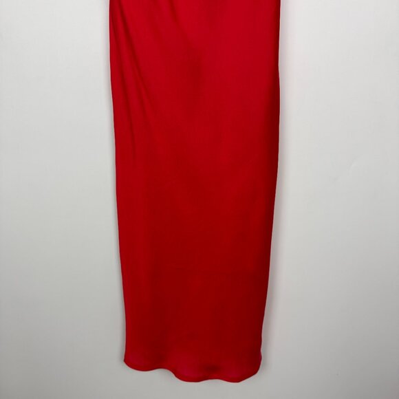 NWT Bardot Satin Cowl Neck Sleeveless Midi Dress Fire Red Size 6 Small - Picture 4 of 12
